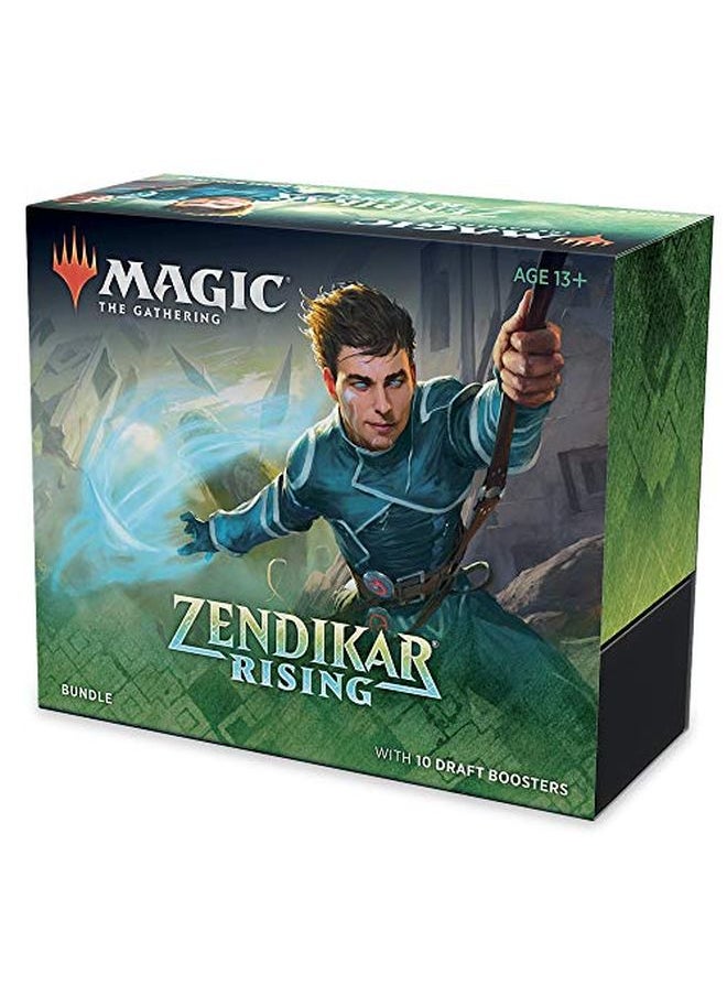 Magic the Gathering Magic The Gathering Zendikar Rising Bundle ; 10 Draft Booster Packs (150 Cards) ; Foil Lands ; Accessories  - Image 1