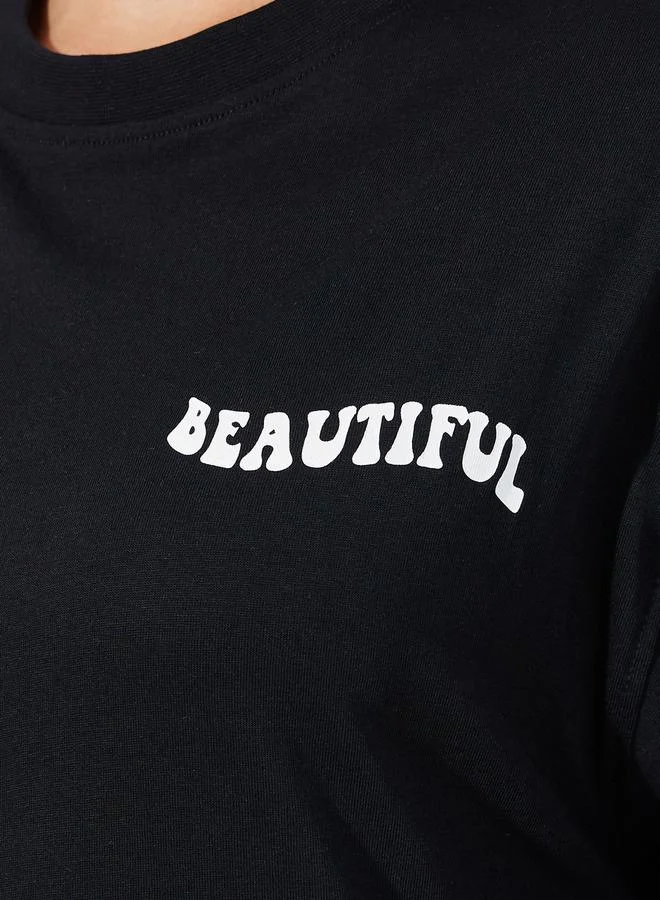 Styli Oversized Feel Beautiful Today Slogan Print T-Shirt
