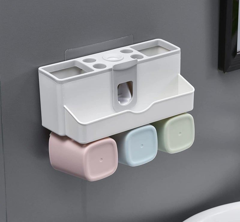 Tyzag Toothbrush Holders for Bathroom, Toothbrush Holder Wall Mounted, Toothpaste Dispenser (3 Cup) - Image 2