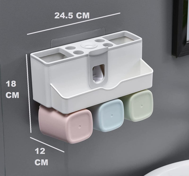 Tyzag Toothbrush Holders for Bathroom, Toothbrush Holder Wall Mounted, Toothpaste Dispenser (3 Cup) - Image 3