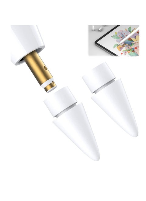 أطراف قلم متوافقة مع قلم Apple iPad Pro iPencil Nibs بديلة من الجيل الأول من الجيل الثاني، حساسية عالية ودعم التشغيل الحساس للضغط، عبوة من قطعتين