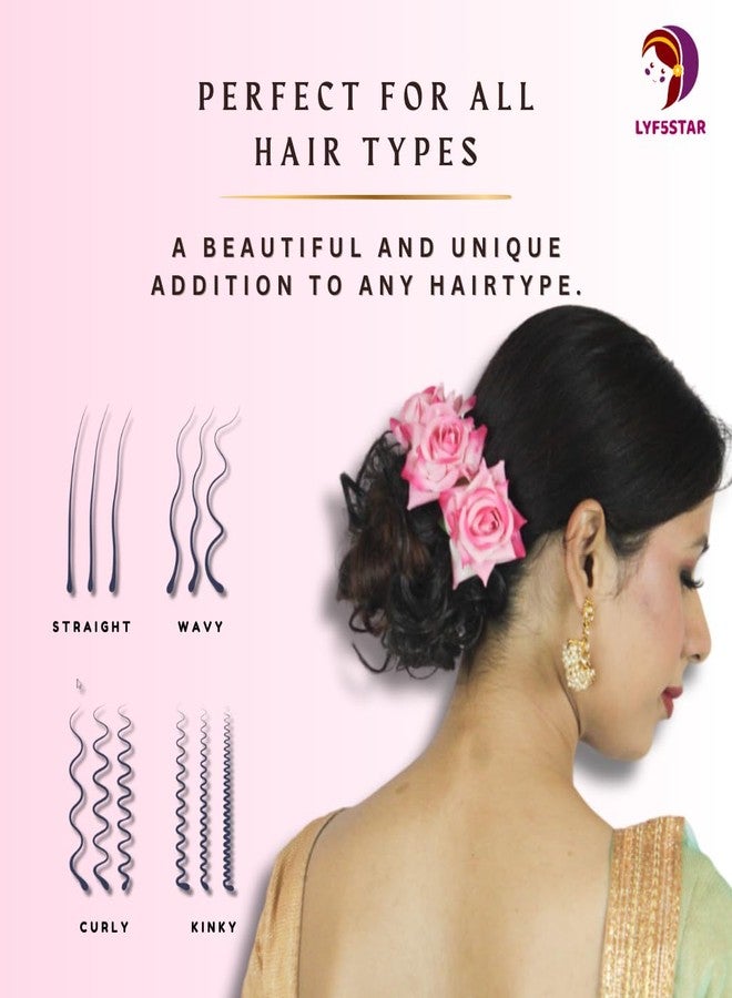 LYF5STAR Baby Pink Color Handmade Rose Tiktok, Rose Hair Accessories for Stylish Bridal Women, Elegant Wedding Hair Accessories | Pack of 4 - Image 4