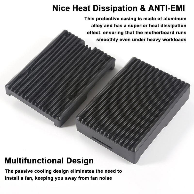 Heavy-Duty Aluminum Alloy Metal Passive Cooling Casing Easy Installation Anti-Corrosion Aluminum Heatsink Enclosure Fit for Raspberry Pi 5 Computers - Image 3