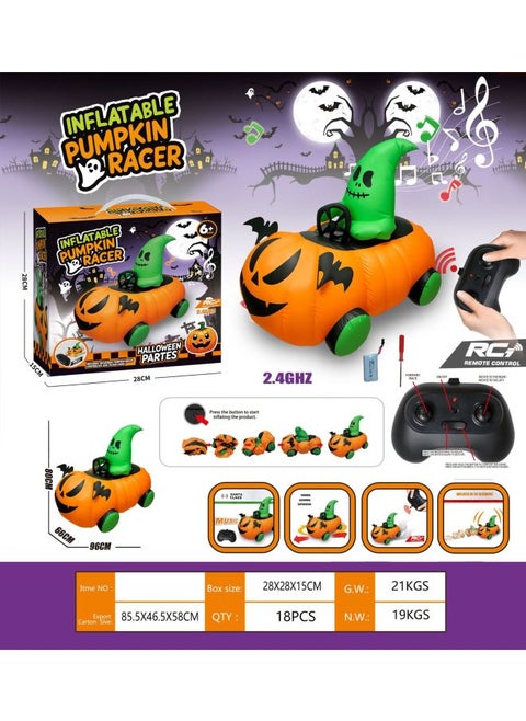 Dinosaur Toy Automatic Inflatable Remote Control Tyrannosaurus Rex Trick Kan Simulation Dinosaur Electric Remote Control Car-Color:Electric Inflatable Pumpkin Car-Specifications:Dual Battery Version