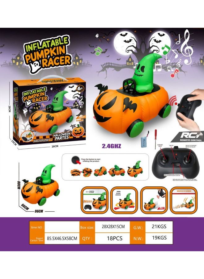 null - Dinosaur Toy Automatic Inflatable Remote Control Tyrannosaurus Rex Trick Kan Simulation Dinosaur Electric Remote Control Car-Color:Electric Inflatable Pumpkin Car-Specifications:Dual Battery Version - Image 1