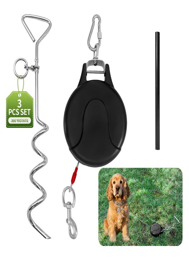 PRRPRR Retractable Dog Tie Out Cable and Stake- 30ft No Leash Retractable for Dogs 10-90lbs - 360° Rotate Dog Lead Reel for Courtyard, Camping & Outdoor Daily Walks Use - Image 1