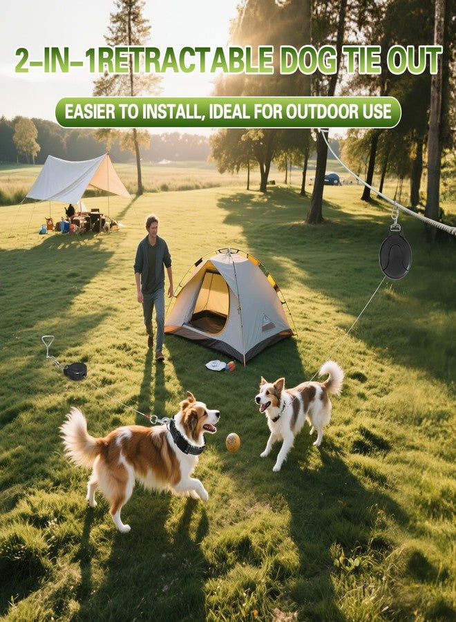 PRRPRR Retractable Dog Tie Out Cable and Stake- 30ft No Leash Retractable for Dogs 10-90lbs - 360° Rotate Dog Lead Reel for Courtyard, Camping & Outdoor Daily Walks Use - Image 2