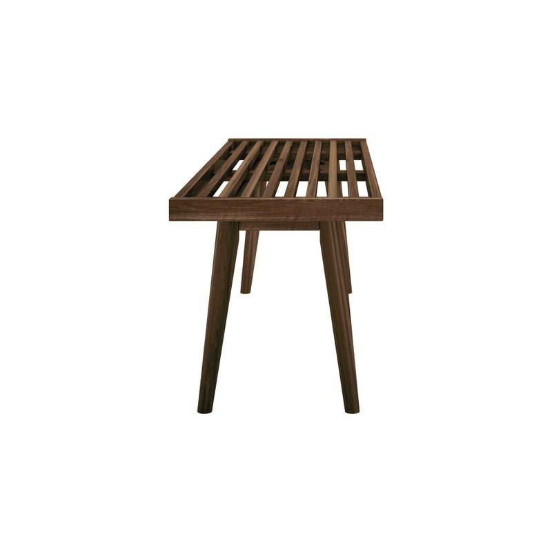 Plank+Beam Entryway Bench, Wooden End of Bed Bench for Bedroom, Mid-Century Modern Square Bench for Hallway, Living Room, Indoor, Porch, 56.25", Walnut - Image 5