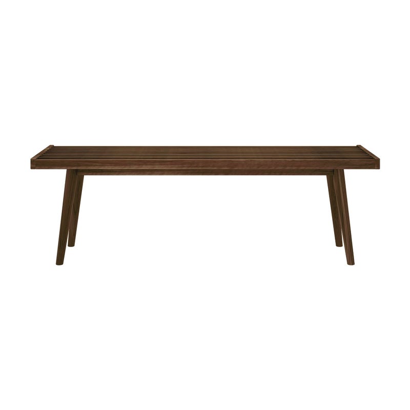 Plank+Beam Entryway Bench, Wooden End of Bed Bench for Bedroom, Mid-Century Modern Square Bench for Hallway, Living Room, Indoor, Porch, 56.25", Walnut - Image 4