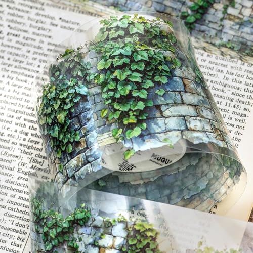 Frekyar PET Tape Stickers for Journaling,6 Rolls Green Wall Themed Scrapbook Stickers for Scrapbooking,Journaling,Junk Journal Supplies,Planner,DIY Crafts (Letter) - Image 4