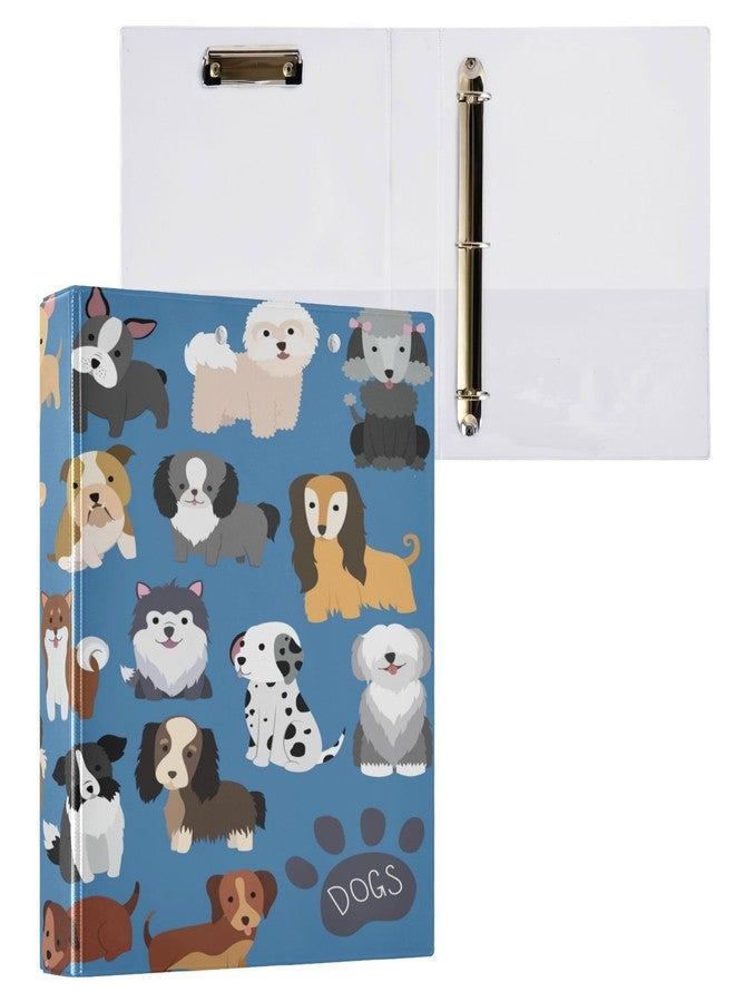 YETTASBIN Cute Dog 3 Round Ring Binders with 3 Interior PVC Clear Pockets, Waterproof Sturdy Basic Binders with Anti-Slip Metal Clip, Versatile Binders Holds 200 Sheets, 1 Pack - Image 1