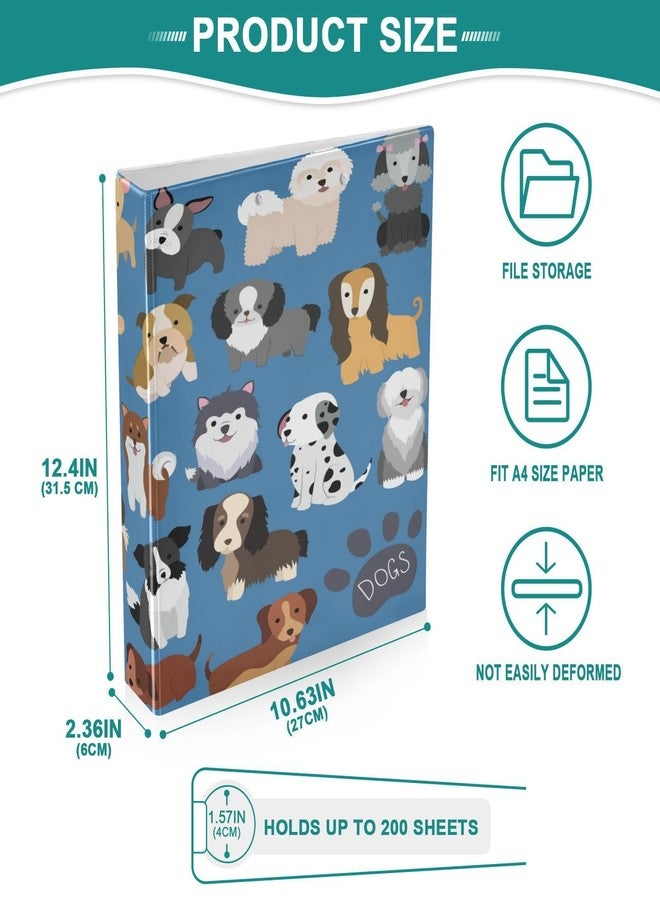 YETTASBIN Cute Dog 3 Round Ring Binders with 3 Interior PVC Clear Pockets, Waterproof Sturdy Basic Binders with Anti-Slip Metal Clip, Versatile Binders Holds 200 Sheets, 1 Pack - Image 5