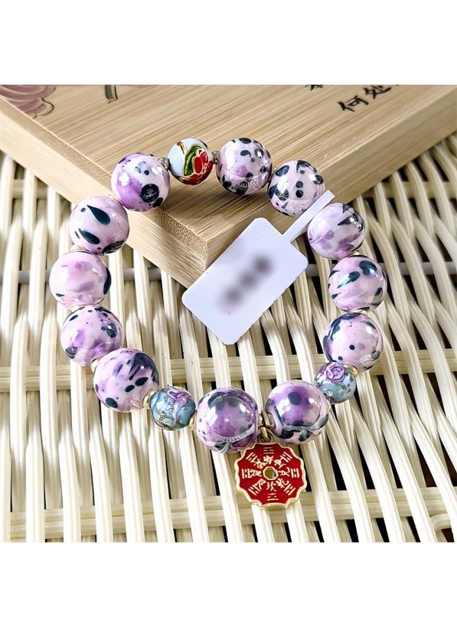 Generic Temple With Fragrant Grey Porcelain Hydrangea Flower Xiaofeng Nine Handstrings Fragrant Grey Glaze Bagua Five Sutra Bracelet Explosions New Products 