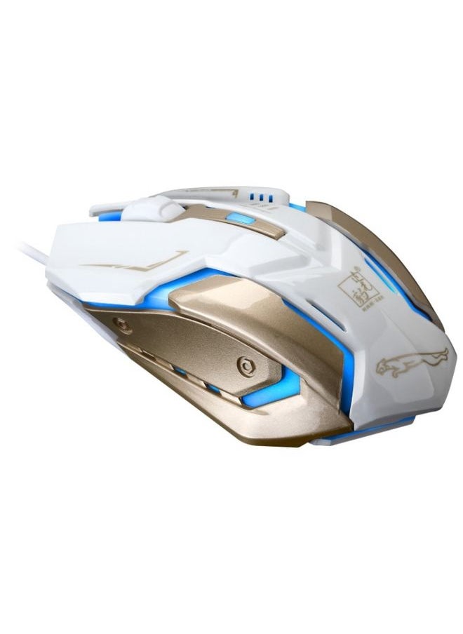 BURAQ Chasing Leopard K1 USB 1600DPI Three-speed Adjustable LED Backlight Mute Wired Optical Gaming Mouse, Length: 1.3m(White)  - Image 1