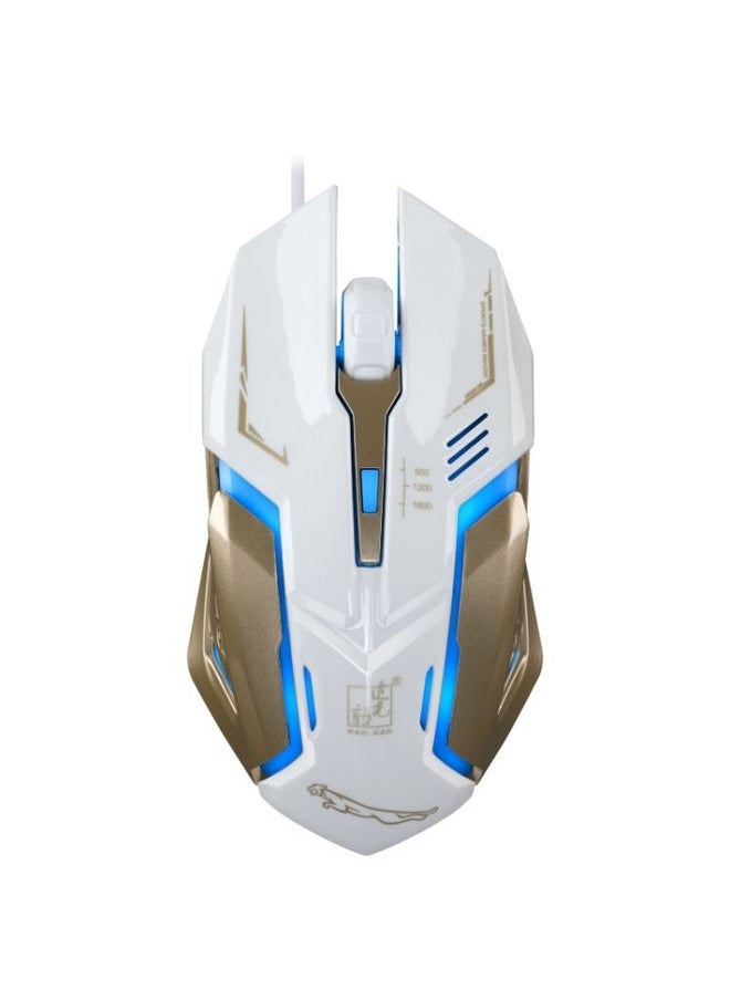 BURAQ Chasing Leopard K1 USB 1600DPI Three-speed Adjustable LED Backlight Mute Wired Optical Gaming Mouse, Length: 1.3m(White)  - Image 2