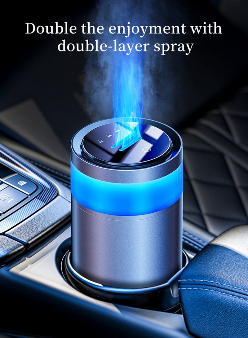 Generic Portable Air Freshener Car Diffuser | 3-Level Scent Control, Double-Layer Mist, Adjustable LED Lights, 50ML Gardenia Refill Included  - Image 4
