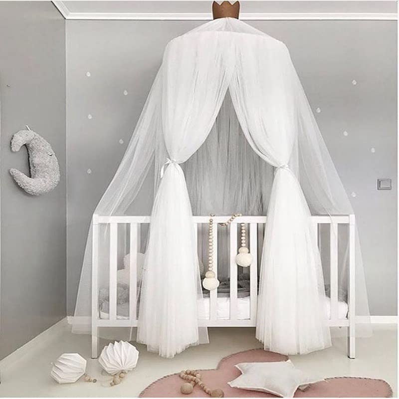 Pinkrin Bed Canopy for Girls Soft Washable and Easy to Install Crib Canopy for Girls Room with Star Decor Princess Bed Canopy for CribBedReading Nook Snow White - Image 1