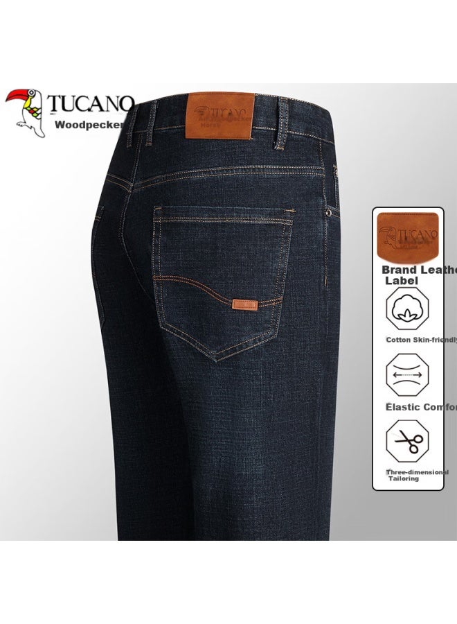 Tucano Men's Spring And Autumn Business Casual Fashion Elastic Slim Fit Long Pants Men's Jeans Black Blue 32 - Image 2