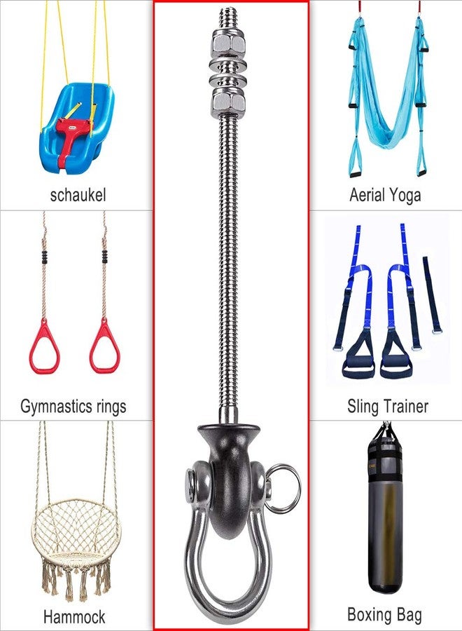 Dolibest Heavy Duty Swing Hangers, Stainless Steel 304 Swing Bolts, 180° Swing, Perfect for Playground, Porch, Yoga, Hammock Chair, Punching Bag - for Wood and Steel Beams,9.64'' (4Pack) - Image 5