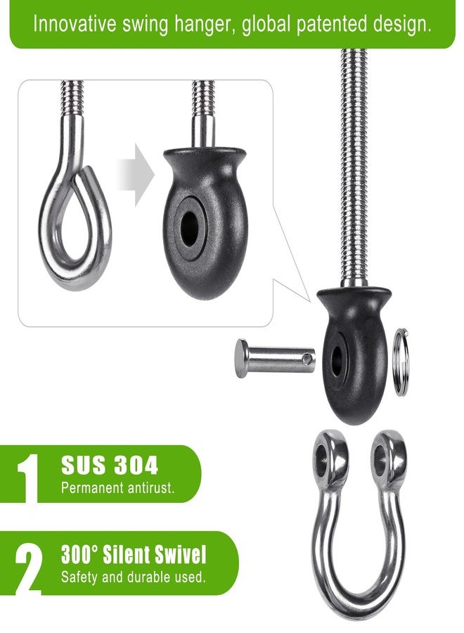 Dolibest Heavy Duty Swing Hangers, Stainless Steel 304 Swing Bolts, 180° Swing, Perfect for Playground, Porch, Yoga, Hammock Chair, Punching Bag - for Wood and Steel Beams,9.64'' (4Pack) - Image 2