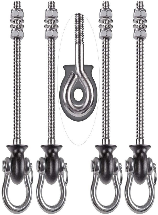Dolibest Heavy Duty Swing Hangers, Stainless Steel 304 Swing Bolts, 180° Swing, Perfect for Playground, Porch, Yoga, Hammock Chair, Punching Bag - for Wood and Steel Beams,9.64'' (4Pack) - Image 1