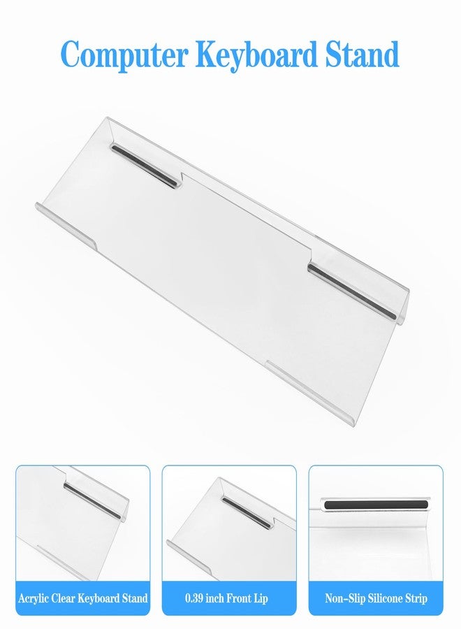 KEPUTAIER Computer Keyboard Stand with Gel Keyboard Wrist Rest, Tilted Acrylic Keyboard Holder - Ergonomic Wrist Rest Support Keyboard for Typing Pain Relief，Suitable for Office/Computer/Laptop/Gaming - Image 2