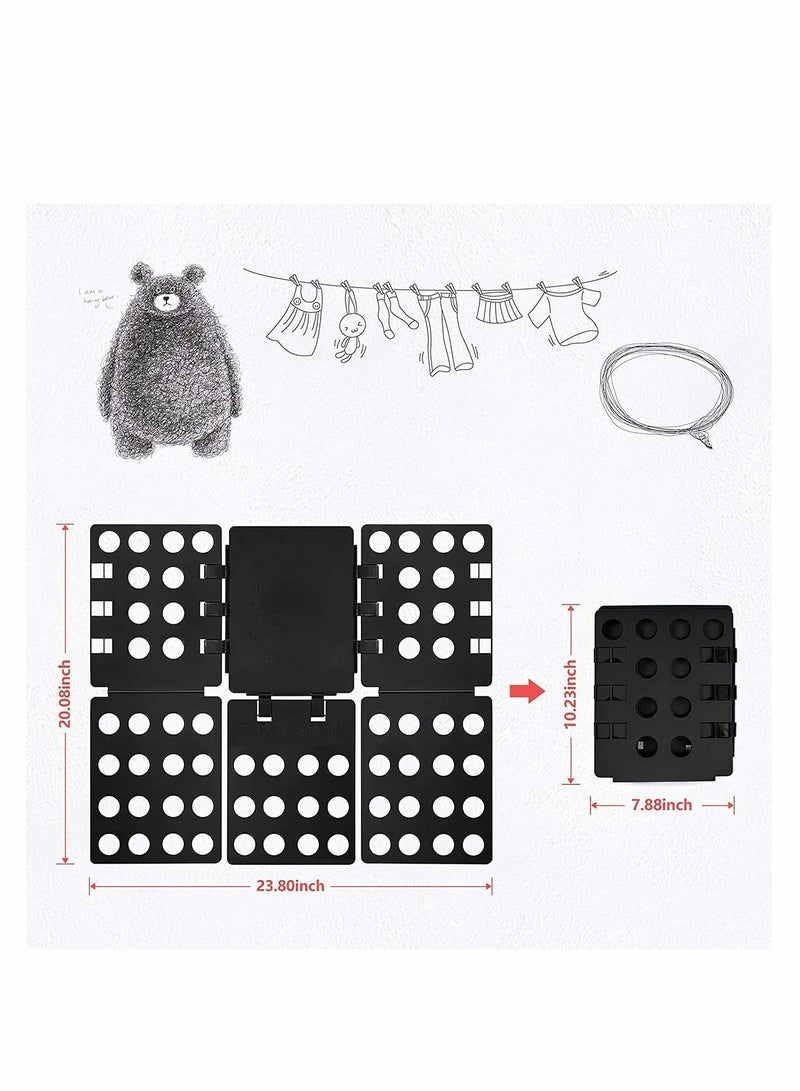 Adjustable T-Shirt Folding Board, Shirt Folding Board T Shirt Folder Durable Plastic Laundry Folders Folding Boards Durable Flipfold for Kid and Adult to Fold Clothes (Mini, Black) - Image 2
