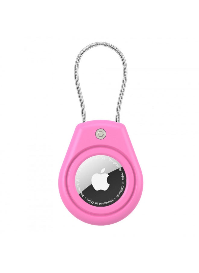 Generic - Steel Wire Safety Buckle For Apple AirTag Protective Case Tag Tracker Mountaineering Buckle Anti-lost Artifact Keychain-Color:Rose Red-Applicable Models:airtag - Image 1