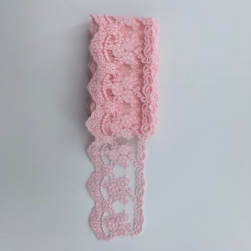 Sourcemall Lace Trim Ribbon, Delicate Crown Ribbon for Crafts Sewing and Bridal Wedding Dress Applique Decorations, 3.3inch Width 5 Yards/Lot (Pink) - Image 5