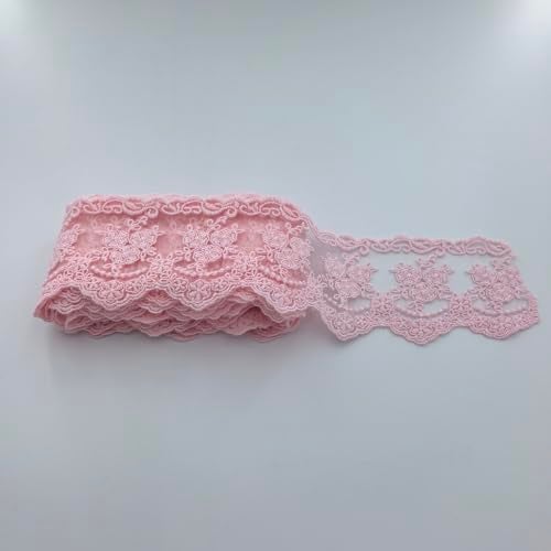 Sourcemall Lace Trim Ribbon, Delicate Crown Ribbon for Crafts Sewing and Bridal Wedding Dress Applique Decorations, 3.3inch Width 5 Yards/Lot (Pink) - Image 4