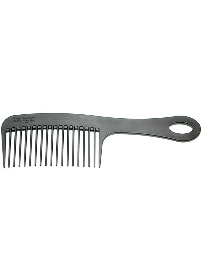 Chicago Comb Model 8 Carbon Fiber, Made in USA, Anti-static, Detangling & Shower comb, adds Lift & Volume, 8.5 inches (21.5 cm) long - Image 1
