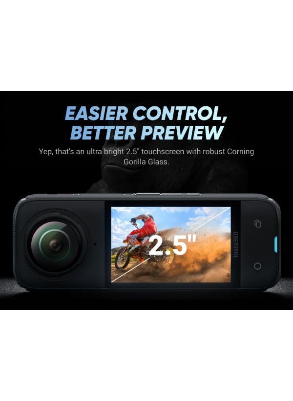 Insta360 Insta360 X4 Motorcycle Bundle 8K Waterproof 360 Action Camera with 12 48MP Sensors 8K 360 HDR Video includes Motorcycle Bundle Selfie Stick Lens Guards Lens Cap Black  - Image 5