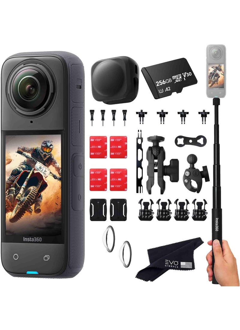 Insta360 Insta360 X4 Motorcycle Bundle 8K Waterproof 360 Action Camera with 12 48MP Sensors 8K 360 HDR Video includes Motorcycle Bundle Selfie Stick Lens Guards Lens Cap Black  - Image 1