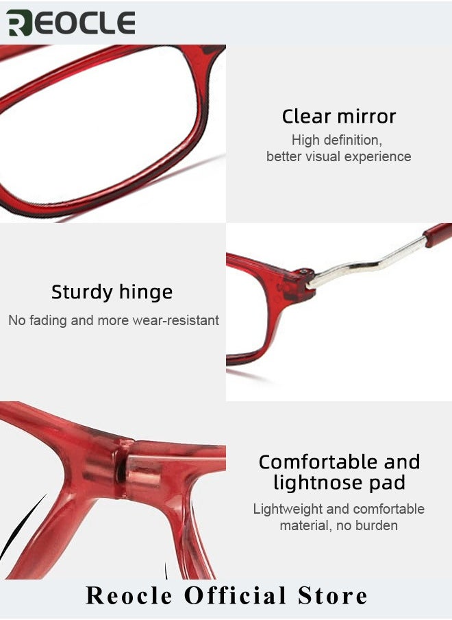 REOCLE - Magnetic Reading Glasses Computer Readers with Replaceable Lens & Adjustable Temples Hanging Neck Presbyopic Glasses for Men Women - Image 1