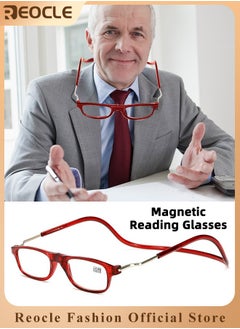 Magnetic Reading Glasses Computer Readers with Replaceable Lens & Adjustable Temples Hanging Neck Presbyopic Glasses for Men Women