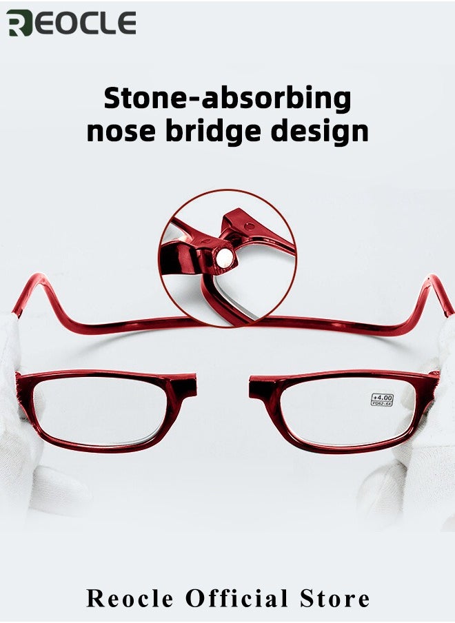 REOCLE - Magnetic Reading Glasses Computer Readers with Replaceable Lens & Adjustable Temples Hanging Neck Presbyopic Glasses for Men Women - Image 1