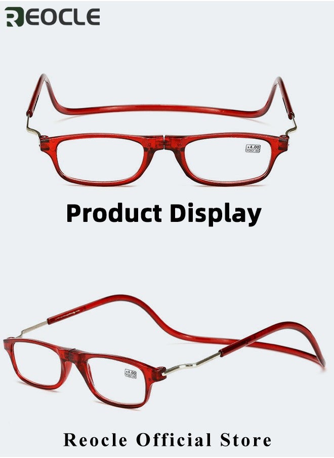 REOCLE - Magnetic Reading Glasses Computer Readers with Replaceable Lens & Adjustable Temples Hanging Neck Presbyopic Glasses for Men Women - Image 1