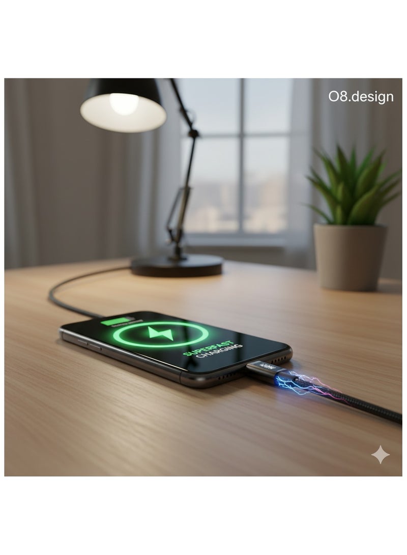 O8.design 120W USB C to USB C Cable 1.2M PD 3.0 3A Fast Charging Cord Type C Cable Compatible With iPhone 16 15 Series MacBook Pro iPad Pro Samsung Galaxy S24 S23 Ultra Z Fold OPPO Honor OnePlus Huawei, Black - Image 5