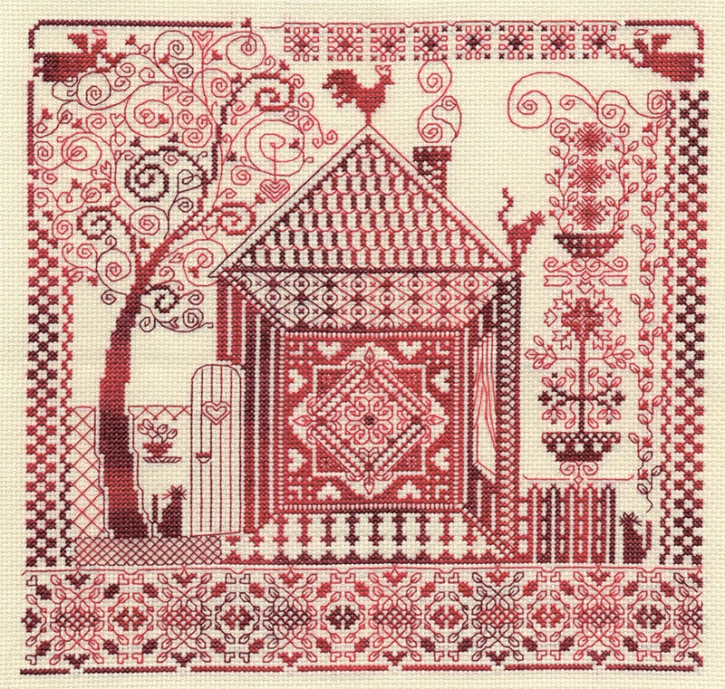 PANNA Home Hearth Amulet Embroidery Kit - Cross Stitch Kits with 14 Count Aida Fabric - Inspirational DIY Craft Project for Creativity & Home Decor Enthusiasts - Image 1