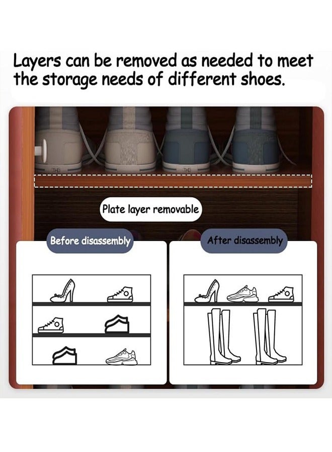 Beauenty Shoe Cabinet Bamboo Shoe Cabinet  Freestanding Shoe Cupboard  Modern Narrow Organizer For Hallway   Bedroom  And Entryway  Equipped With Dust Curtain (Brown 1)  - Image 5