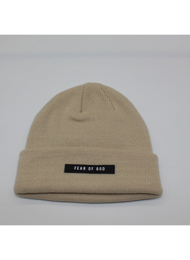 Fear of God Beige Ribbed Knit Beanie – Minimalist Luxury Streetwear Winter Essential