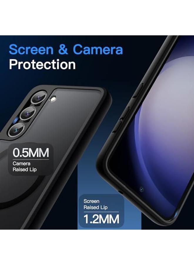 جي تيك جراب مغناطيسي لهاتف Samsung Galaxy S23 5G مقاس 6.1 بوصة متوافق مع Magsafe غطاء خلفي شفاف غير لامع مقاوم للصدمات أسود - Image 5