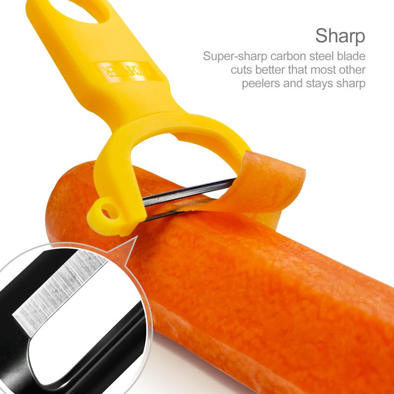 KITCHPOWER Original Vegetable Peeler Carbon Steel Blade 3-Pack Red/Green/Yellow - Image 4