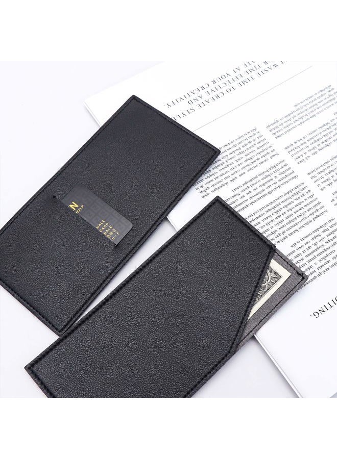 XiowDow Black Cash Envelope Wallet Cash Holder PU Leather Cash Stuffing Budget Wallet Card Bill Holder Reusable Money Envelopes for Women Receipt Coupon Organizer - Image 2
