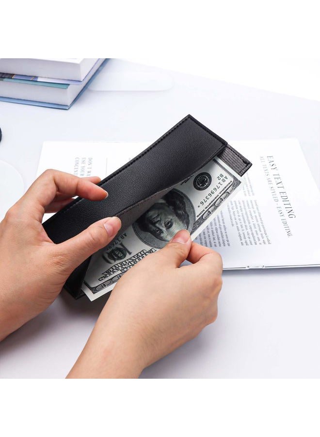 XiowDow Black Cash Envelope Wallet Cash Holder PU Leather Cash Stuffing Budget Wallet Card Bill Holder Reusable Money Envelopes for Women Receipt Coupon Organizer - Image 3