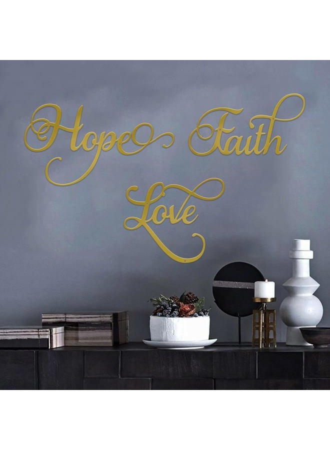 ESTART Faith Hope Love 3 Pieces Metal Wall Decor Inspirational Black Letter Sign Wall Art Rustic Vintage Farmhouse Word Metal Sign Family Wall Decor for Home Bedroom Living Room - Image 2