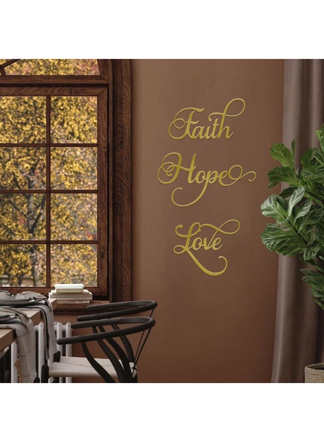 ESTART Faith Hope Love 3 Pieces Metal Wall Decor Inspirational Black Letter Sign Wall Art Rustic Vintage Farmhouse Word Metal Sign Family Wall Decor for Home Bedroom Living Room - Image 3
