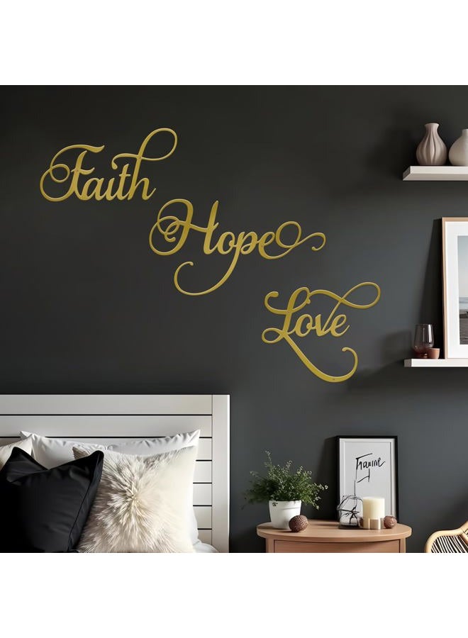 ESTART Faith Hope Love 3 Pieces Metal Wall Decor Inspirational Black Letter Sign Wall Art Rustic Vintage Farmhouse Word Metal Sign Family Wall Decor for Home Bedroom Living Room - Image 5