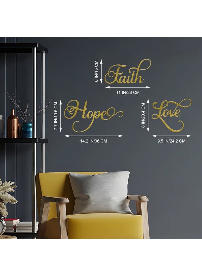 ESTART Faith Hope Love 3 Pieces Metal Wall Decor Inspirational Black Letter Sign Wall Art Rustic Vintage Farmhouse Word Metal Sign Family Wall Decor for Home Bedroom Living Room - Image 4