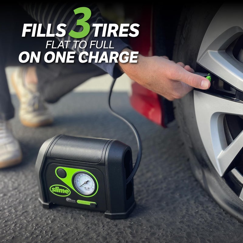 Slime 40084 Tire Inflator, Cordless, Portable Air Compressor Pump, Lithium Ion Battery and LED Light, Rechargeable, 8 min Inflation - Image 5